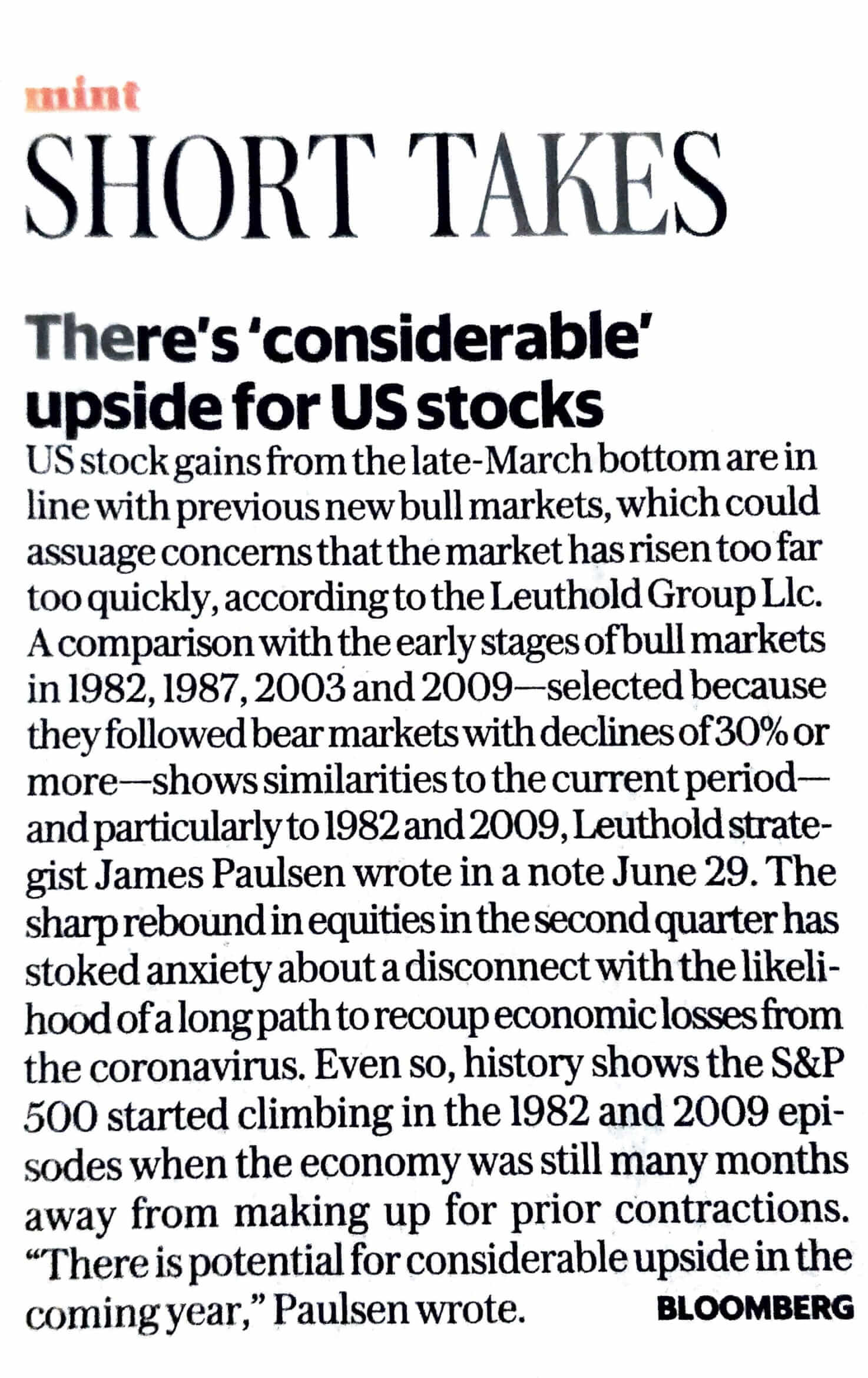 Wall Street Investing US Equity Investing Article